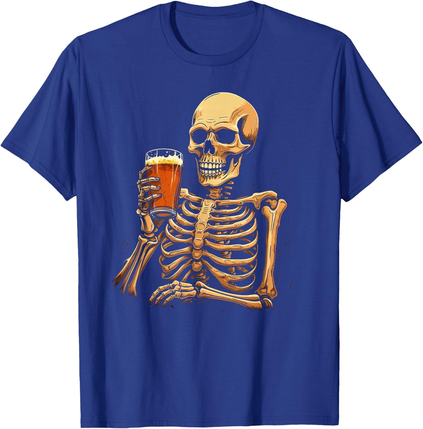 Skeleton Drinking Beer T-Shirt - T-Shirt | Royal