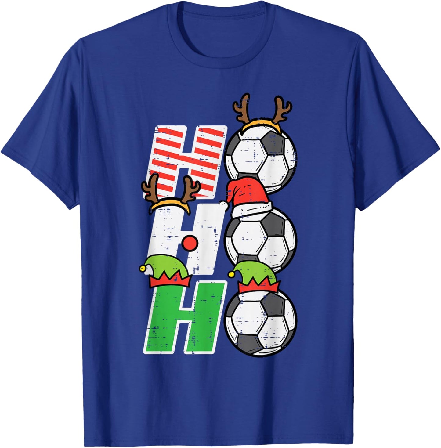 Christmas Football Ho Ho Ho Soccer Xmas Sport Men Women Kids T-Shirt - T-Shirt | Royal