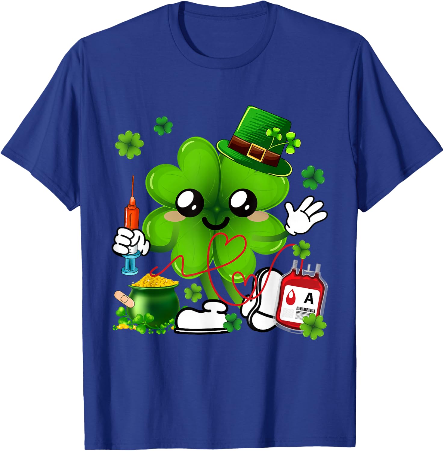 St. Patrick's Day Clovers Phlebotomist Shamrocks Family T-Shirt - T-Shirt | Royal