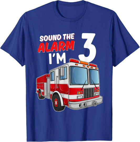 Kids Fire Truck 3rd Birthday 3 Years Old Boys Girls Kids T-Shirt - T-Shirt | Royal