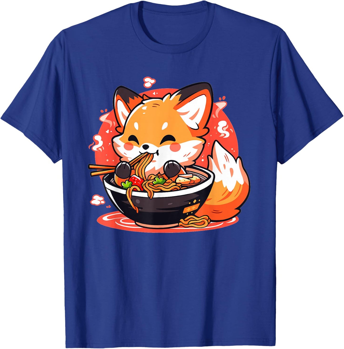 Fox Eating Ramen Cute Kawaii Japanese Anime Girls Teens Kids T-Shirt - T-Shirt | Royal