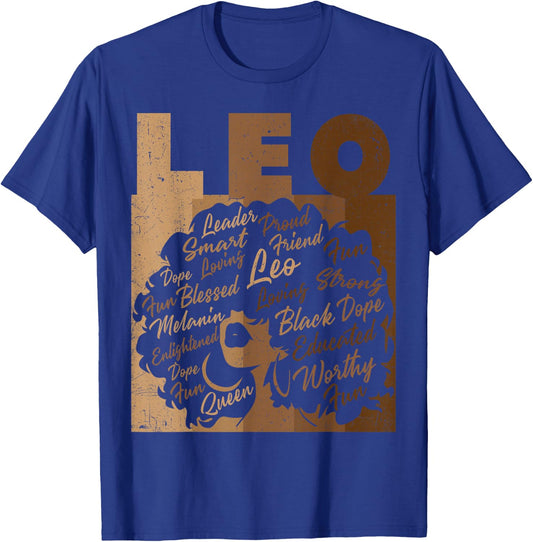 Leo Girl African American Women Melanin Birthday T-Shirt - T-Shirt | Royal
