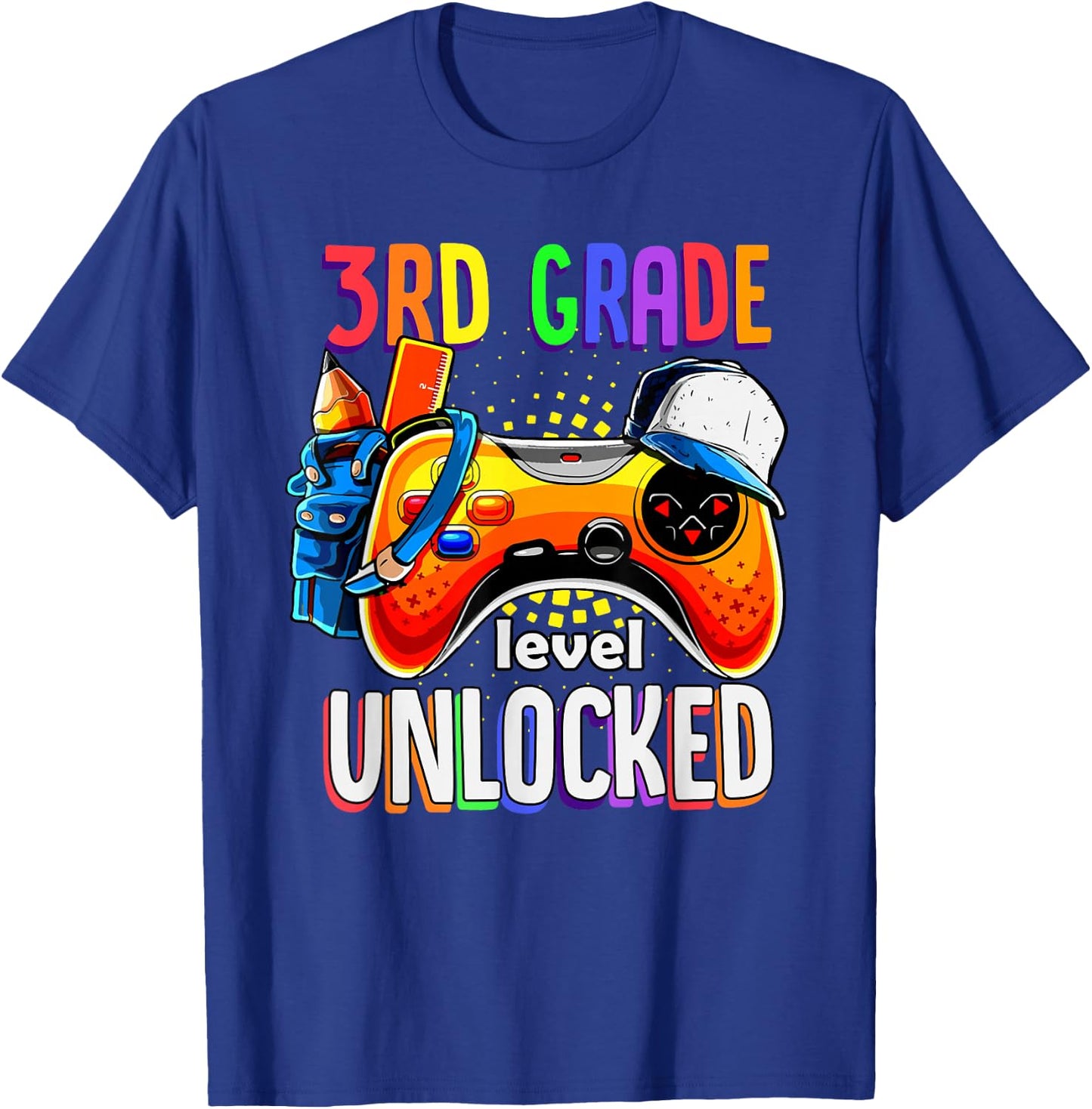 Gamer Back To School Gamepad 3rd Third Grade Level Unlocked T-Shirt - T-Shirt | Royal