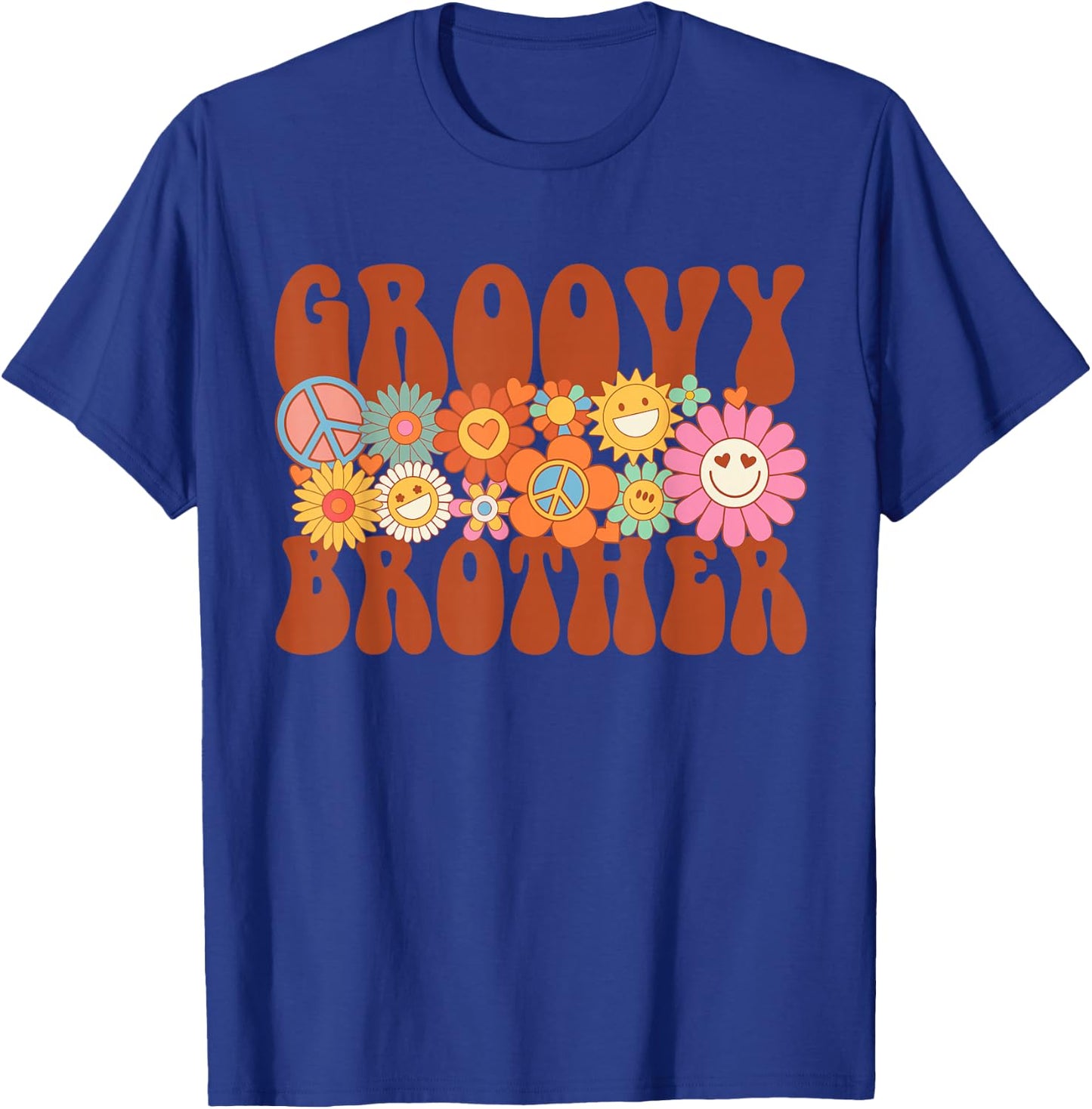 Retro Groovy Brother Matching Family Party Mother's Day T-Shirt - T-Shirt | Royal
