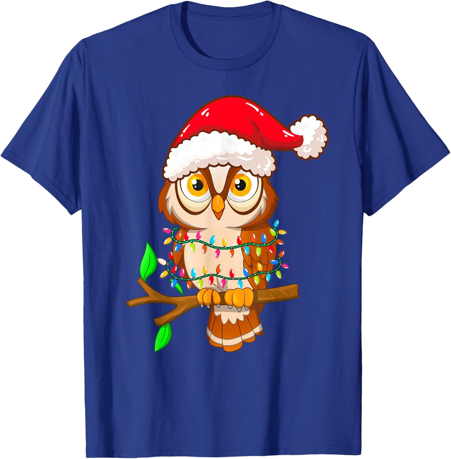 Christmas Lights Owl Wearing Xmas Hat - Cute Owl Lover Kids T-Shirt - T-Shirt | Royal