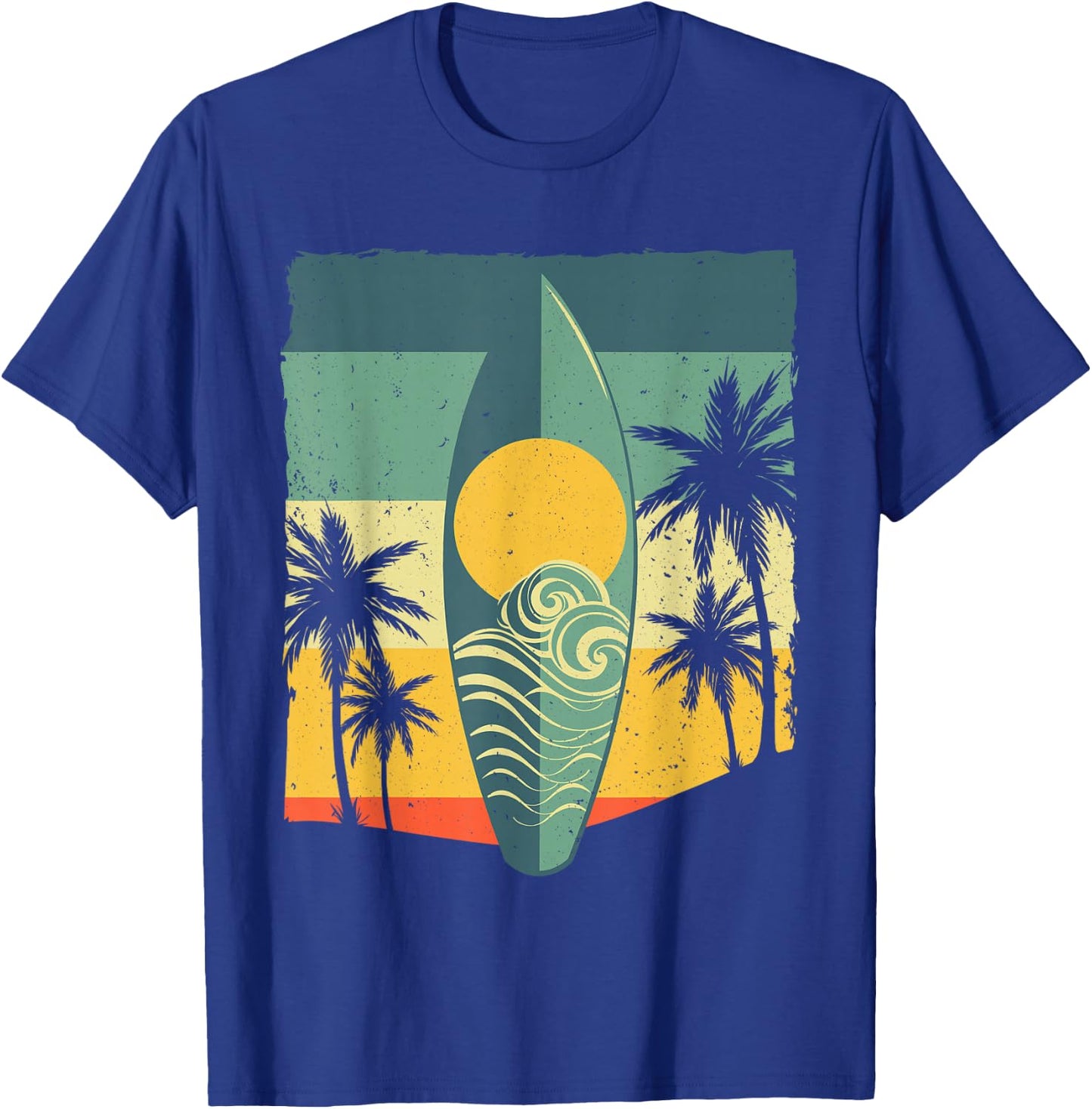 Cool Surfboard Women Surfer Retro Surf Sunset Beach T-Shirt - T-Shirt | Royal