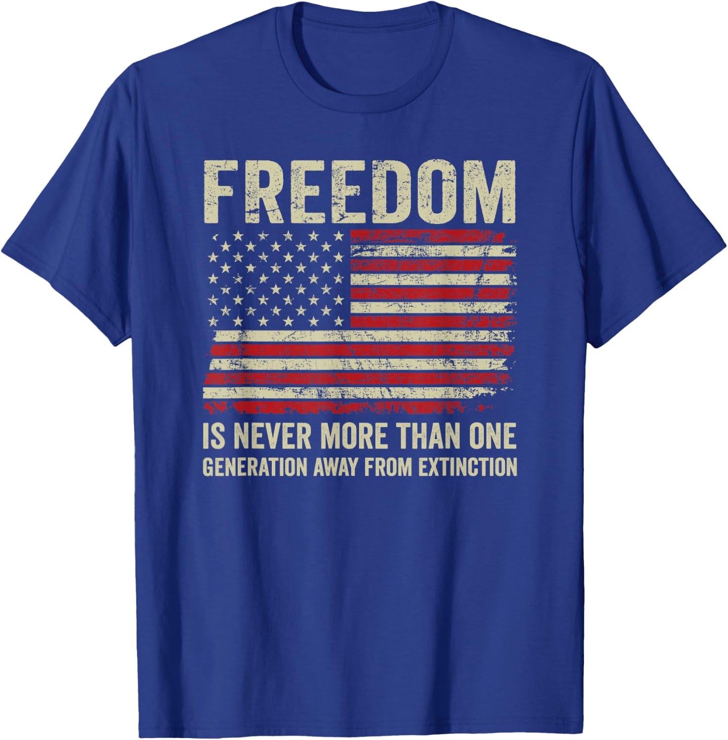 Freedom Extinction - Patriotic American Rights USA Flag T-Shirt - T-Shirt | Royal