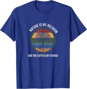 Nature Is My Religion Native American Day Support Graphic T-Shirt - T-Shirt | Royal