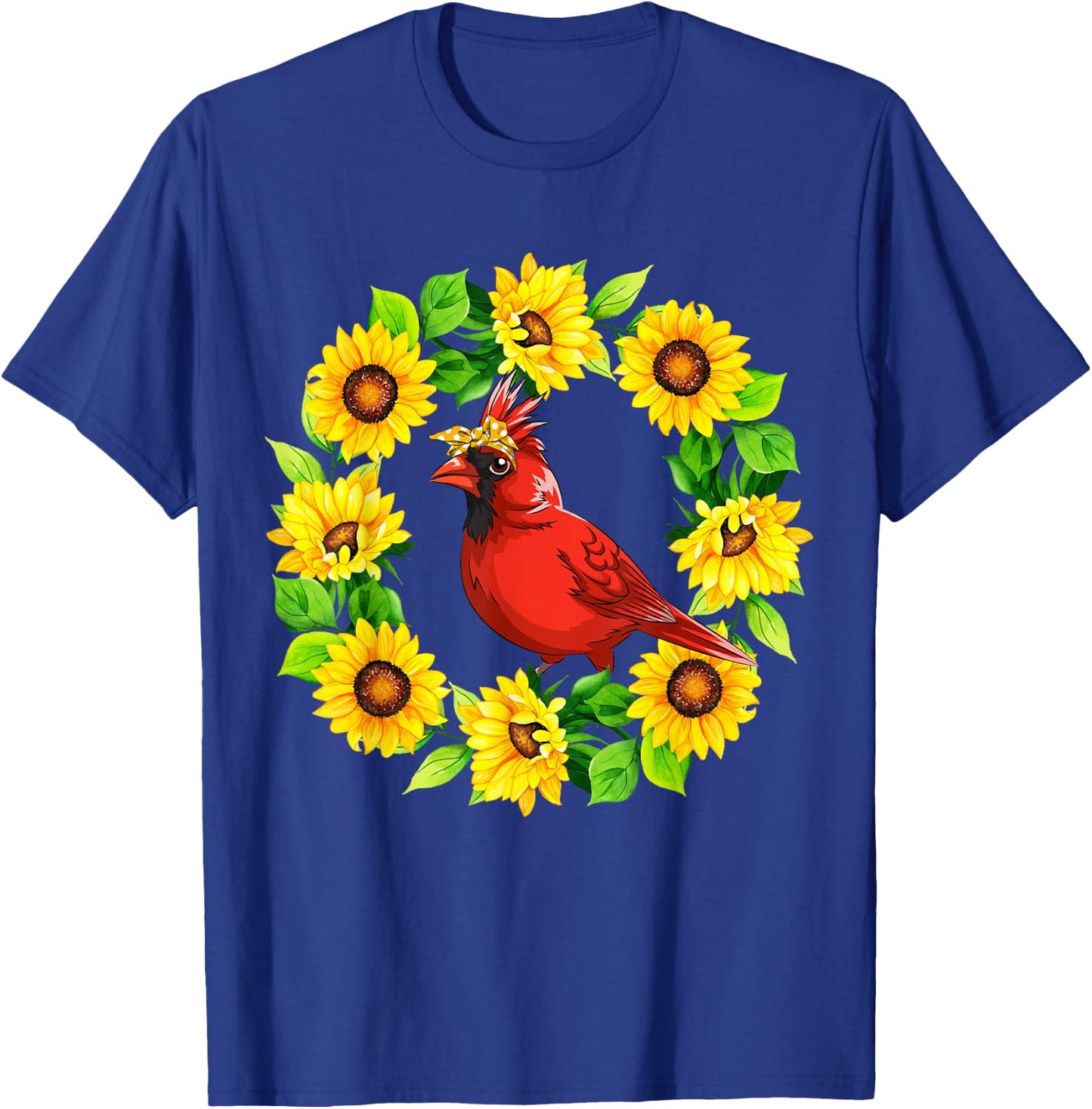 Cardinal Bird Bow Tie In Sunflowers Circle Animal Lover Kids T-Shirt - T-Shirt | Royal