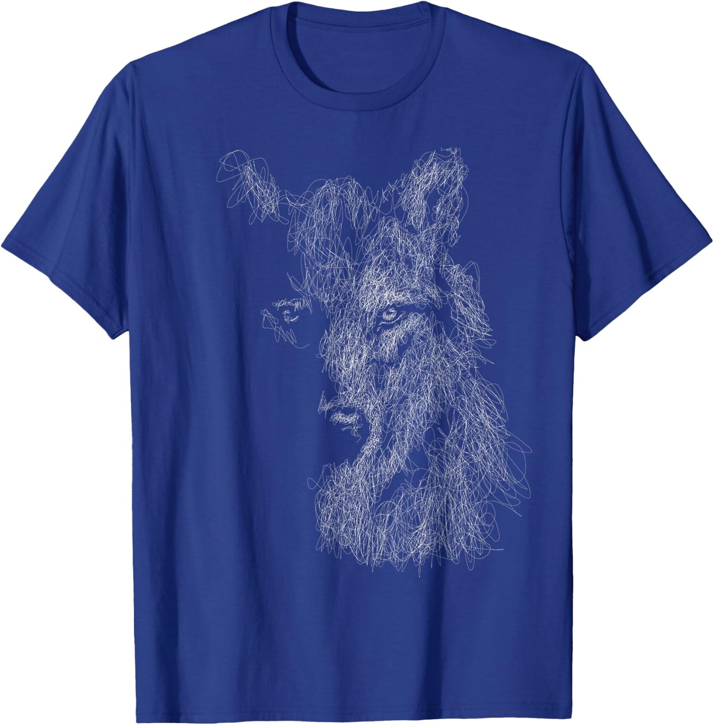 wolf scribble head art Face sketch for lover wolves wildlife T-Shirt - T-Shirt | Royal