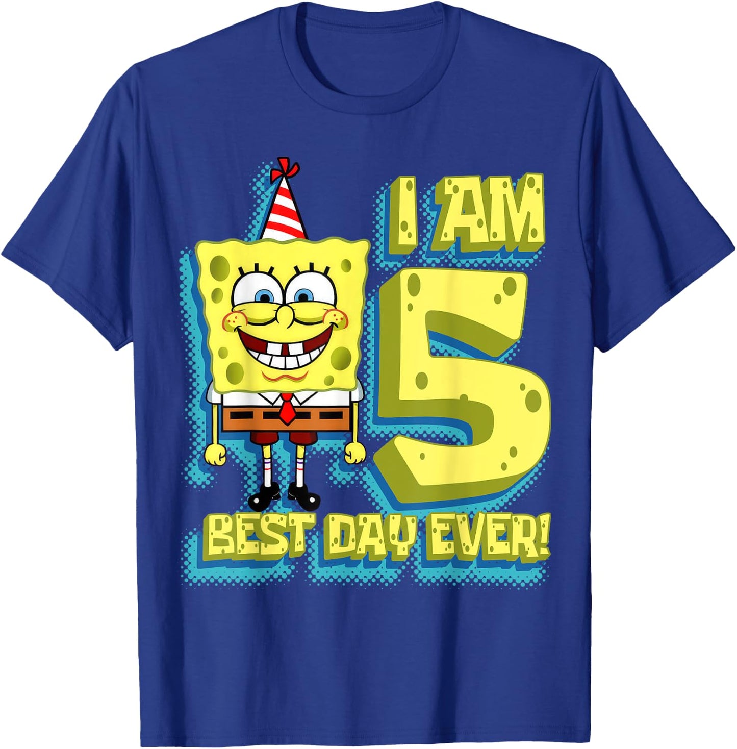 Mademark x SpongeBob SquarePants - SpongeBob SquarePants Birthday I am 5 Best Day Ever T-Shirt - T-Shirt | Royal
