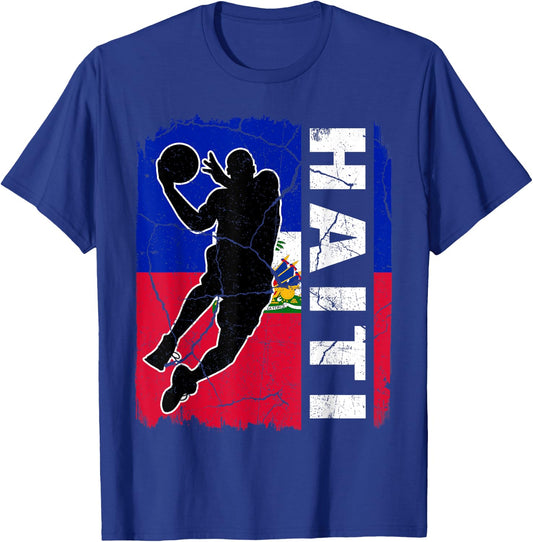 Haitian Basketball Player Haiti Flag Basketball Fans T-Shirt - T-Shirt | Royal