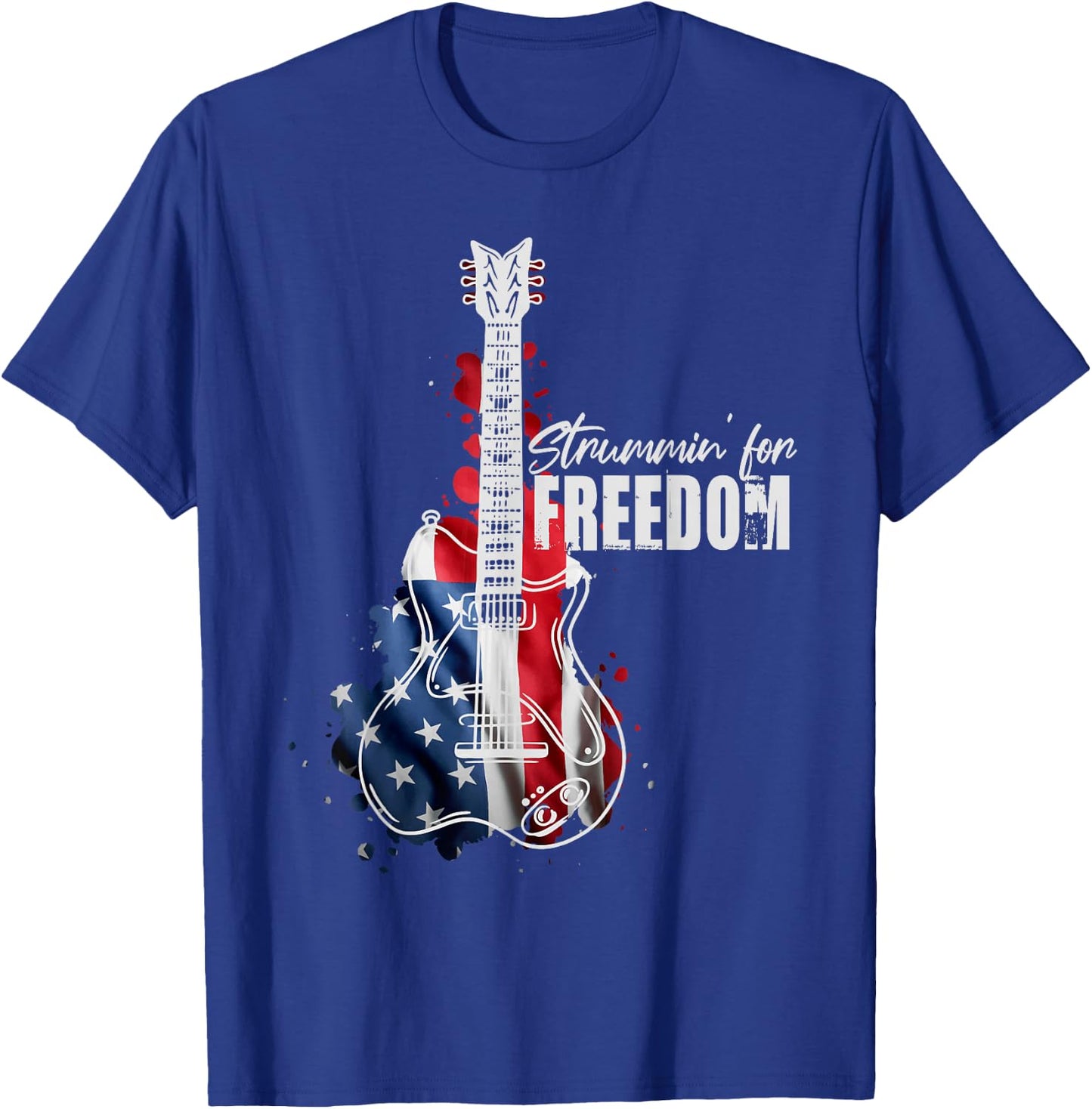 Patriotic Guitar American Flag 4th Of July Guitarist T-Shirt - T-Shirt | Royal