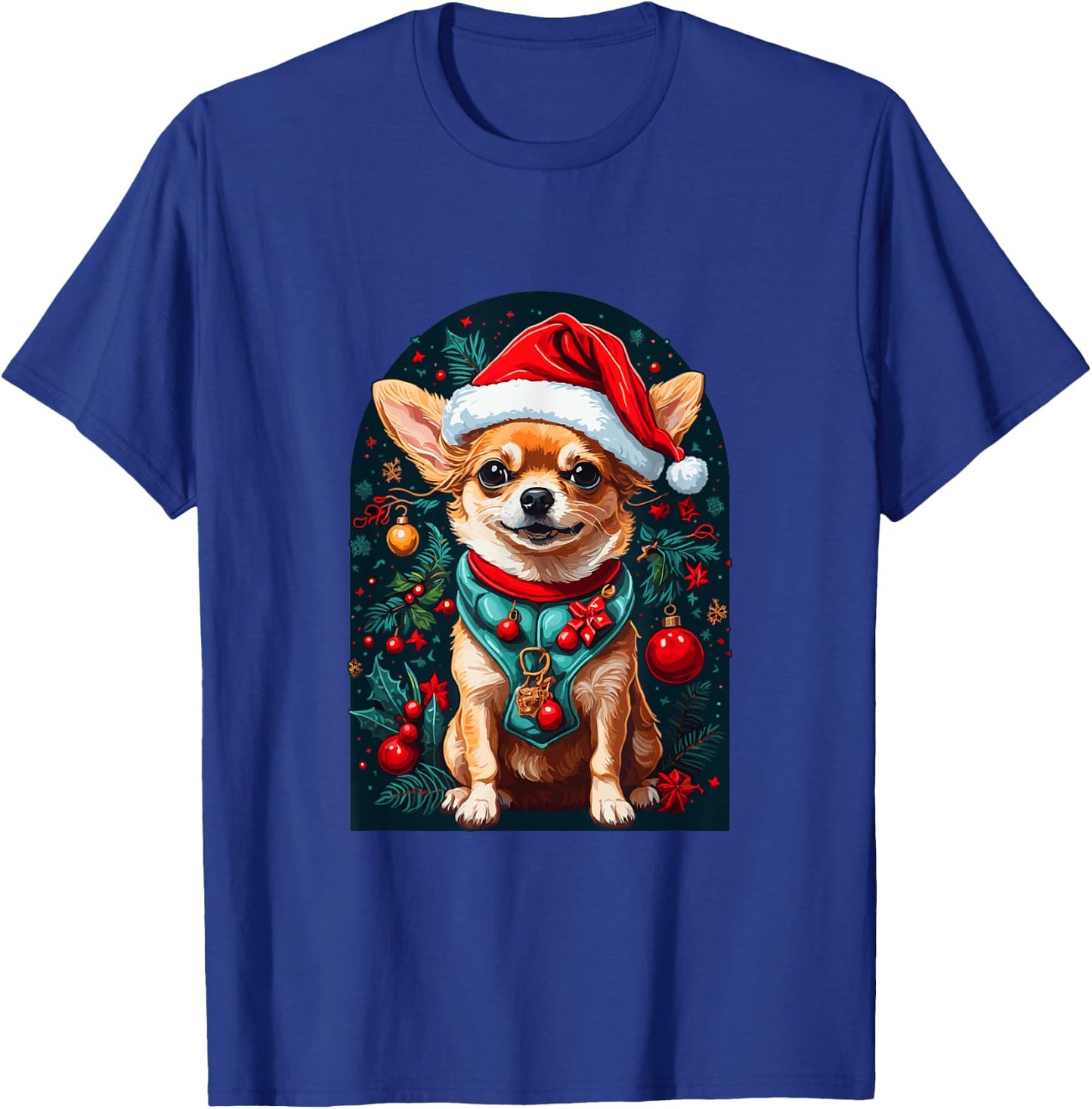 Funny Chihuahua with Santa Hat Xmas T-Shirt - T-Shirt | Royal