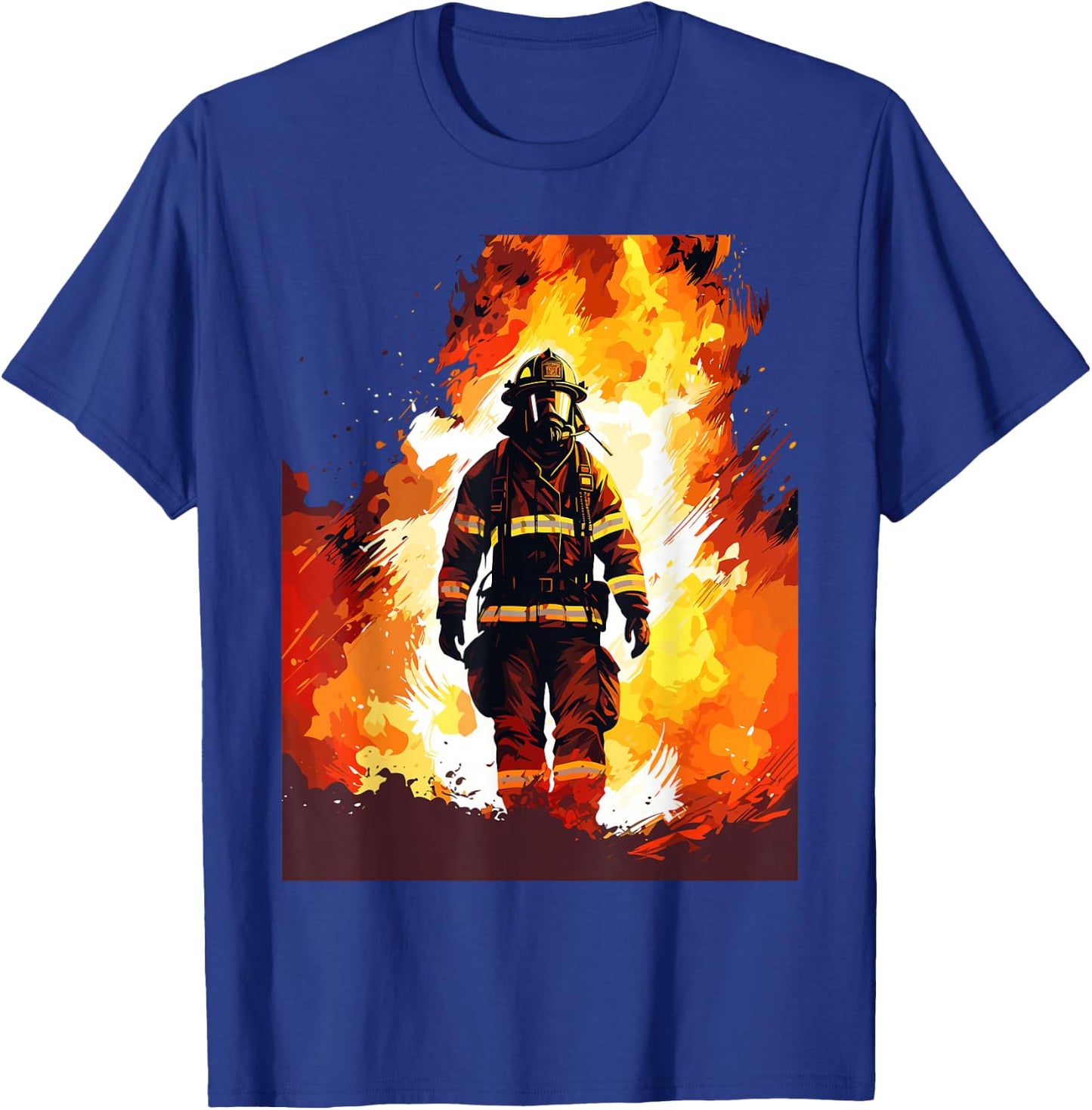 Firefighter Flames - Firefighter & Fireman T-Shirt - T-Shirt | Royal