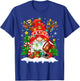 Funny Reindeer Gnome & Football Ball Christmas Lights Xmas T-Shirt - T-Shirt | Royal