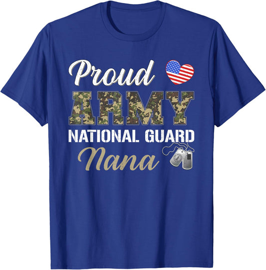 Retro Proud Army National Guard Nana Military Pride Costume T-Shirt - T-Shirt | Royal