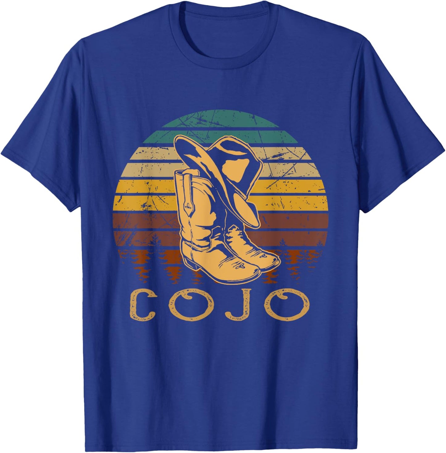 Vintage Cojo Bull Skull Cowgirl Western Cowboys Boots T-Shirt - T-Shirt | Royal