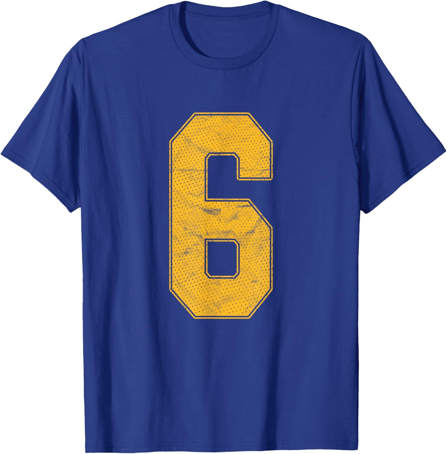 Number 6 Numbered Uniform Sports Team Jersey 6th Birthday T-Shirt - T-Shirt | Royal