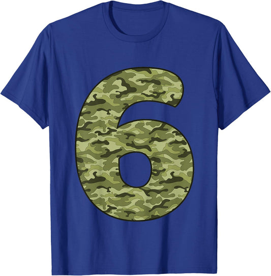 Kids 6 Year Old Birthday Camouflage Military 6th Birthday T-Shirt - T-Shirt | Royal