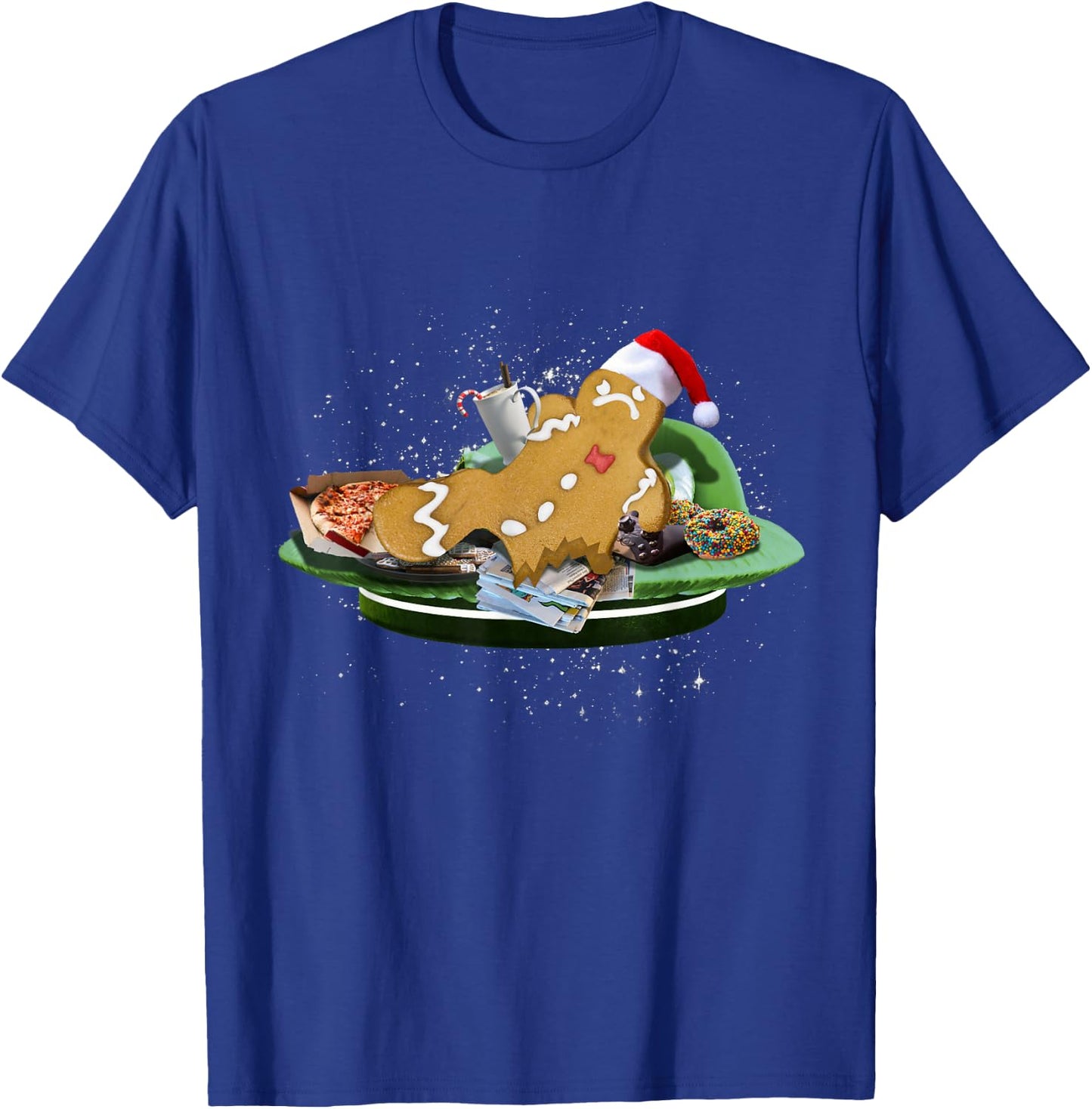 Random Galaxy One Legged Gingerbread Man Amputee Funny Christmas Black Small T-Shirt - T-Shirt | Royal