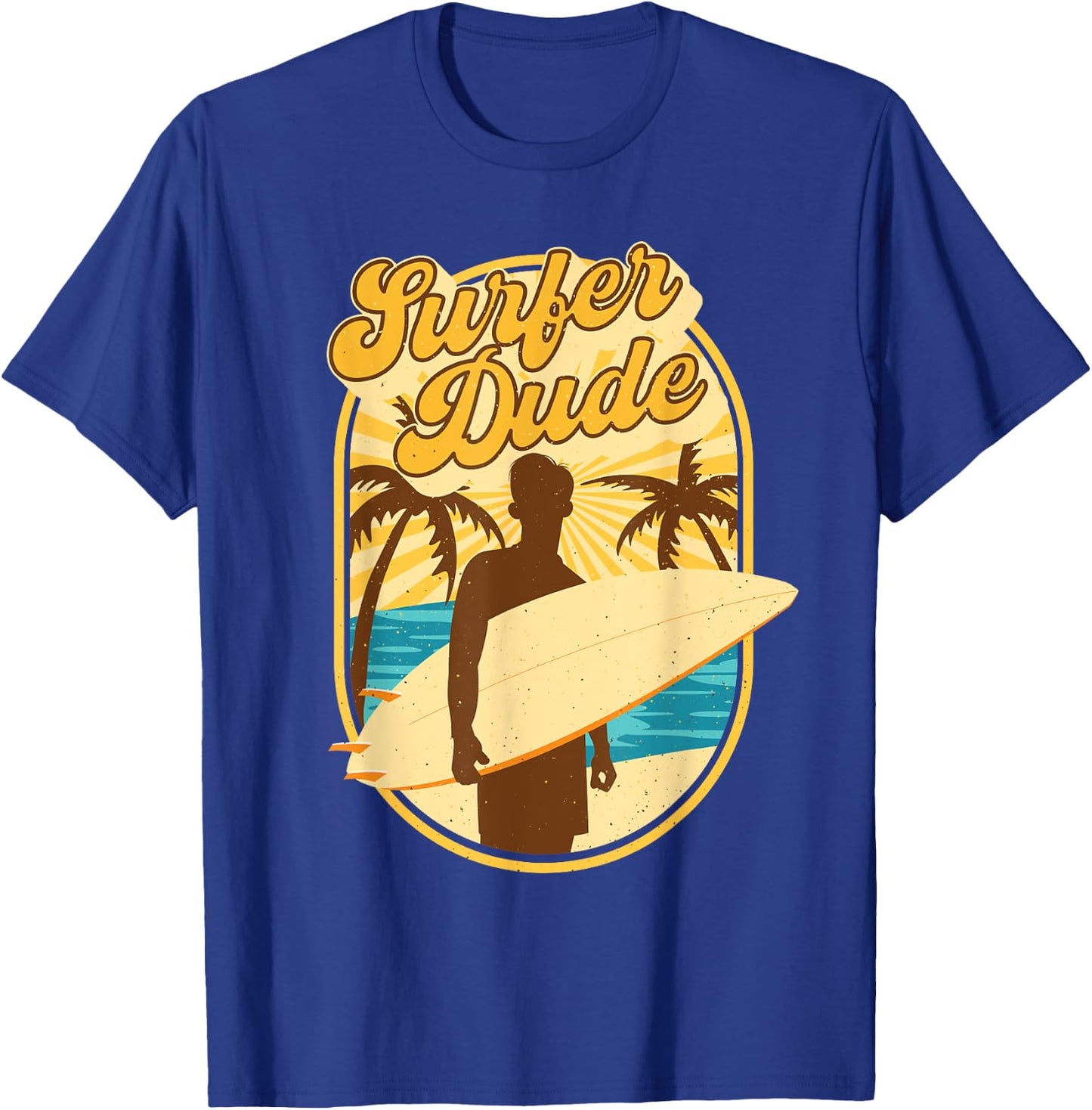 Surfer Dude - Surfing Surfboarding Lover Sunset Beach Waves T-Shirt - T-Shirt | Royal