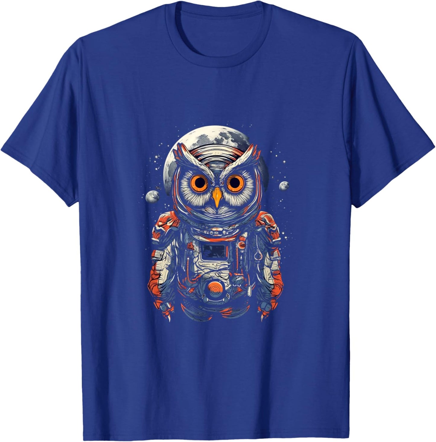 Astronaut Owl Cosmonaut Moon Space Bird Owls Lover T-Shirt - T-Shirt | Royal