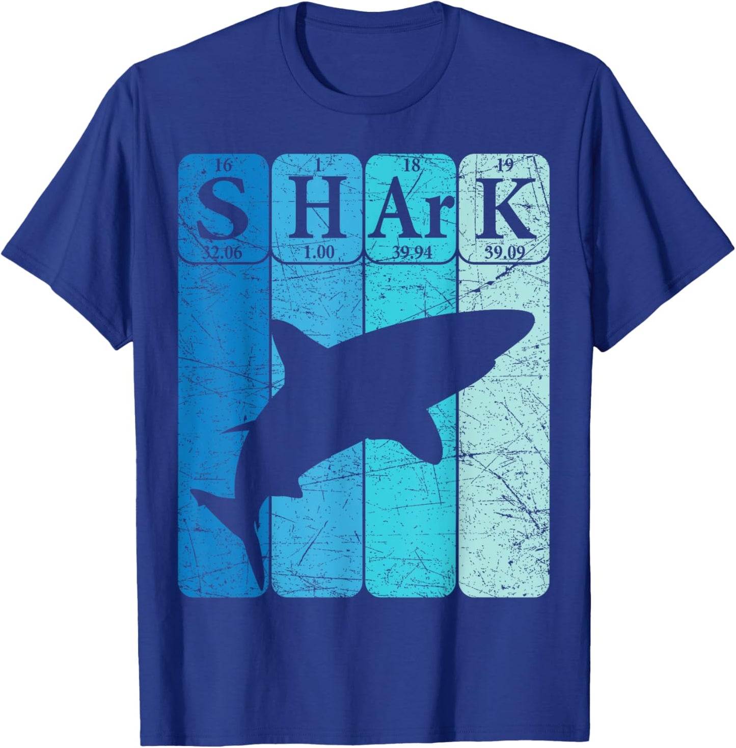 Shark Periodic Table Elements Retro Shark Selachimorphaphile T-Shirt - T-Shirt | Royal