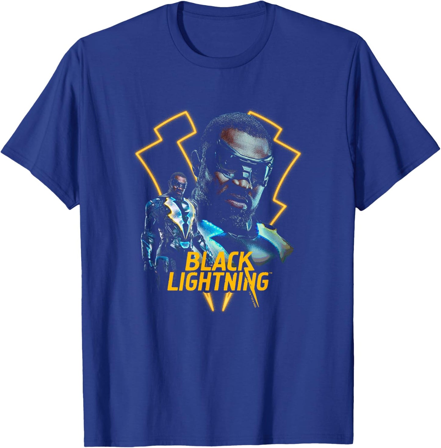 Black Lightning Vigilante Super Hero Lightning Logo Poster T-Shirt - T-Shirt | Royal