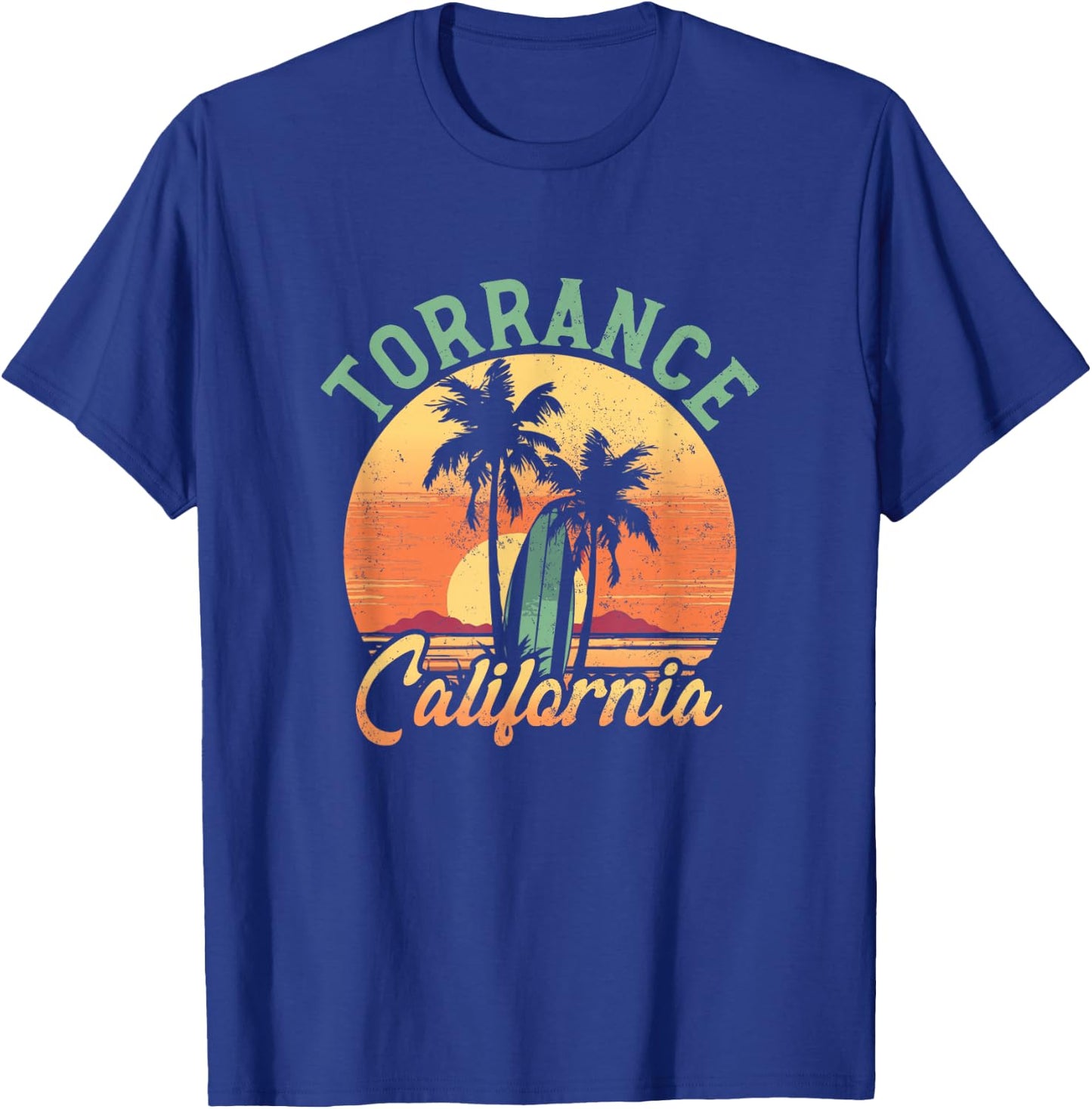 Torrance California Retro Surfer Vintage Beach T-Shirt - T-Shirt | Royal