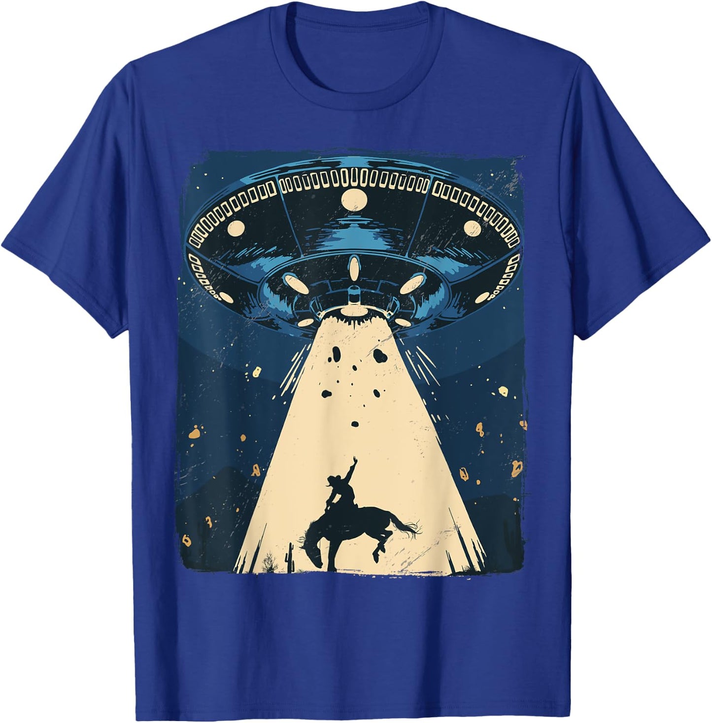 Alien Abduction Outer Space Western Rodeo Cowboy T-Shirt - T-Shirt | Royal