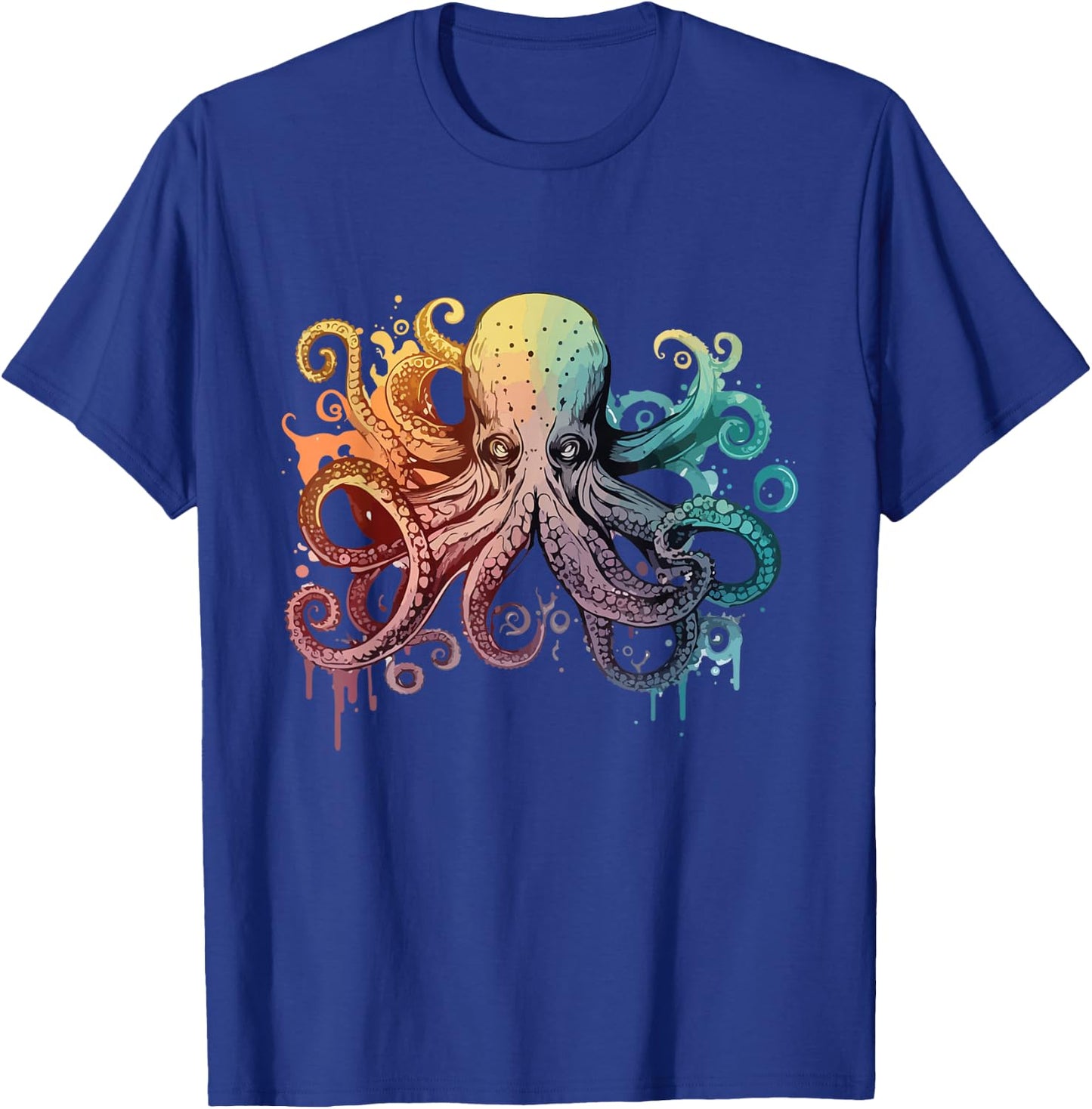 Colorful Octopus Artwork - Watercolor Animal Lover Sea Diver T-Shirt - T-Shirt | Royal