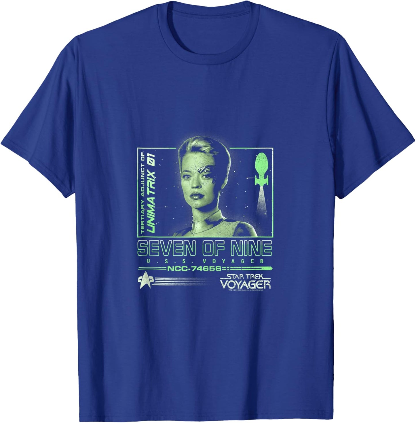 Star Trek: Voyager Seven Of Nine Neon Starfleet Portrait T-Shirt - T-Shirt | Royal