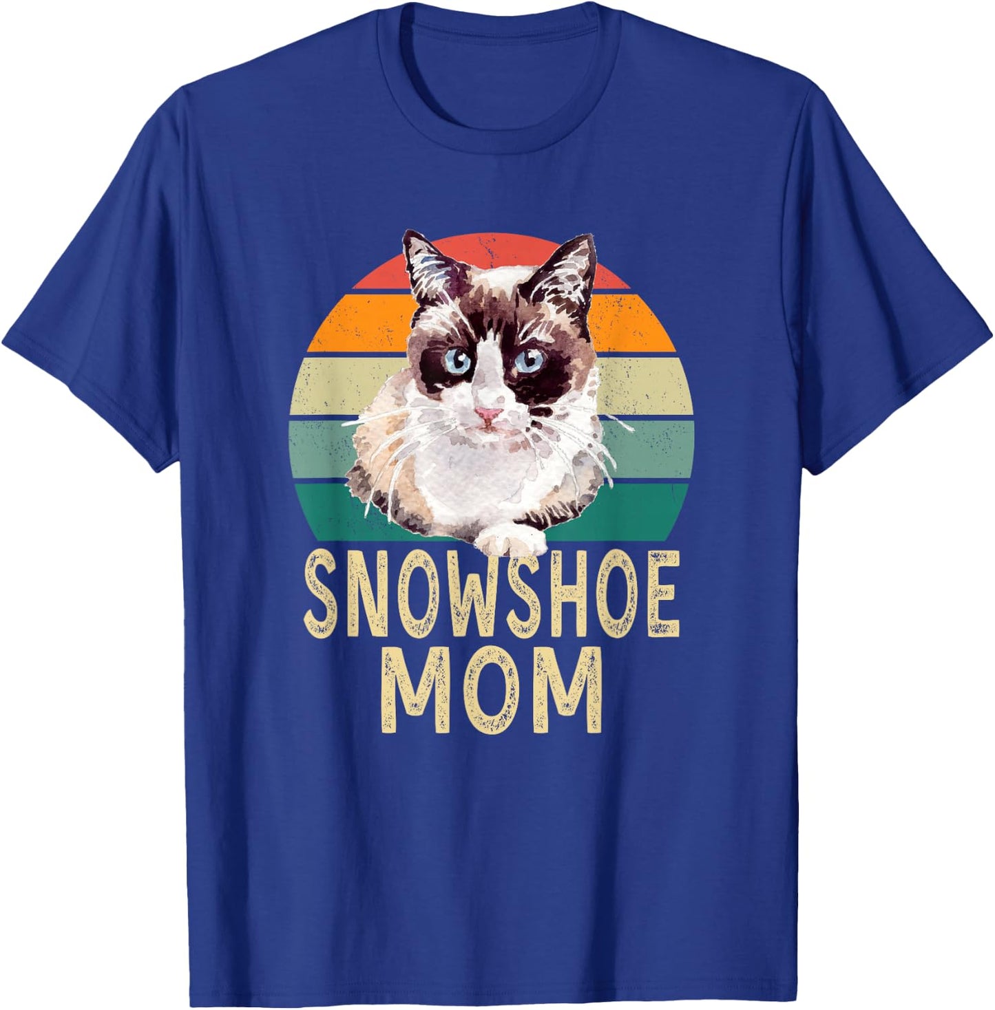 Snowshoe Cat Mom Retro Vintage Funny I Love My Cat T-Shirt - T-Shirt | Royal