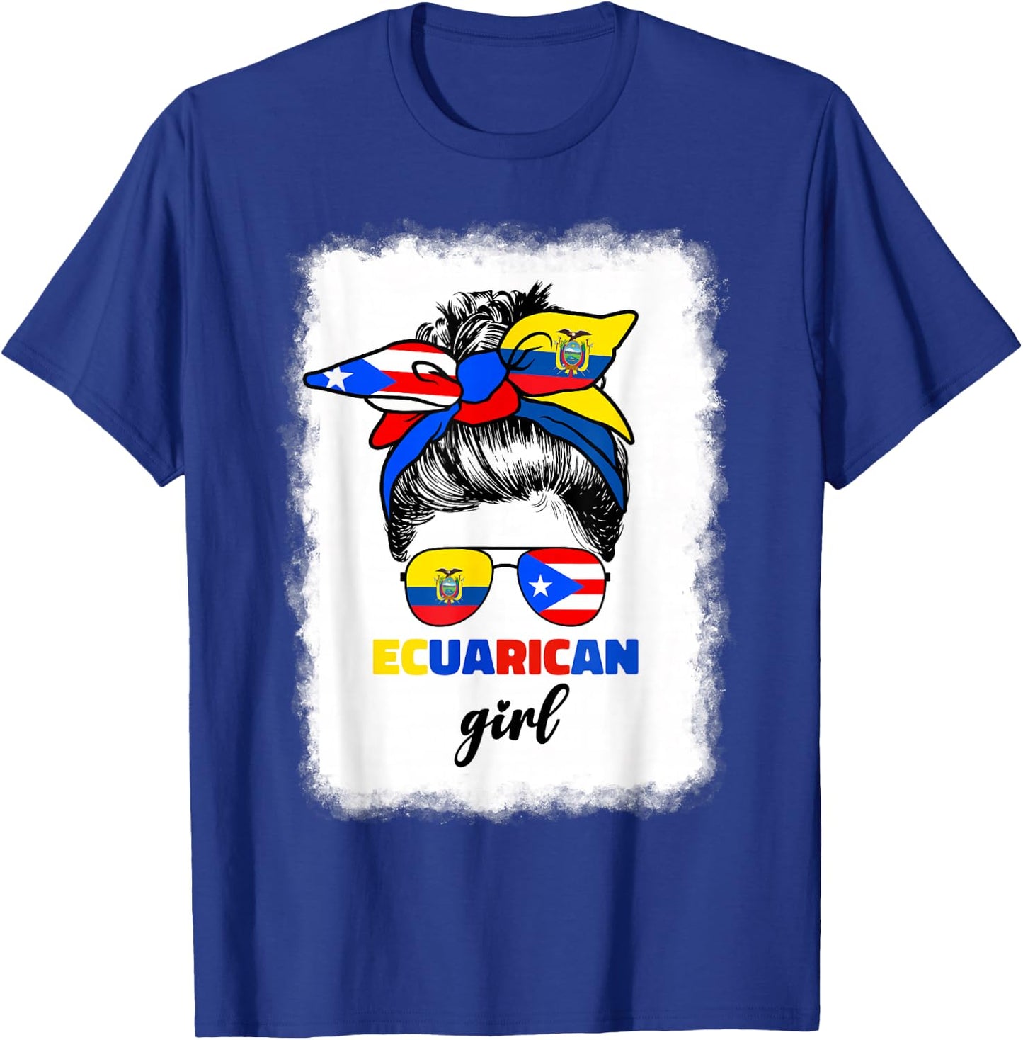 Half Ecuadorian And Puerto Rican Rico Ecuador Flag Girl Mix T-Shirt - T-Shirt | Royal
