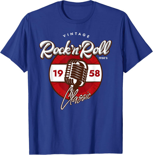 Vintage Rock And Roll 1950's Classic Microphone Songwriter T-Shirt - T-Shirt | Royal