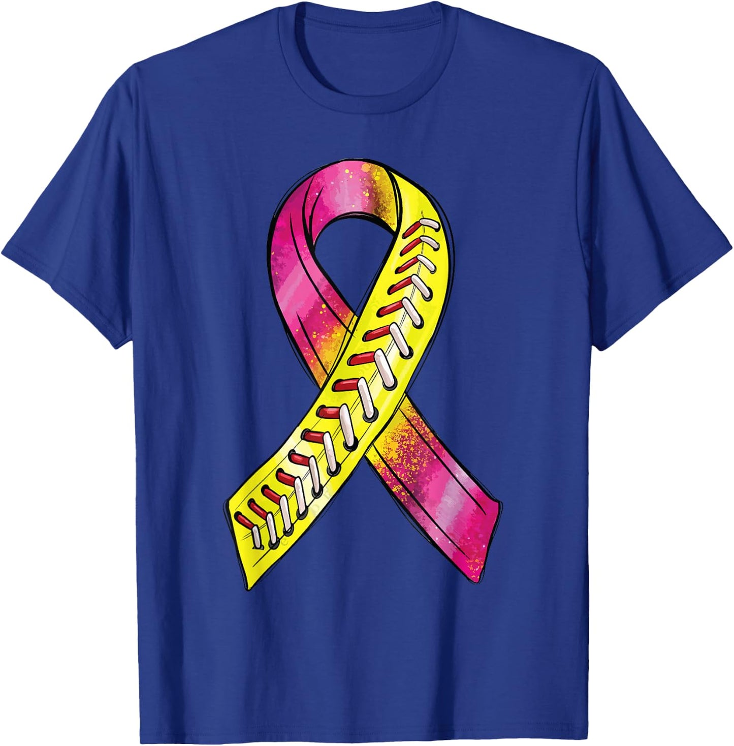 Strike Out Breast Cancer Awareness Day Pink Ribbon Softball T-Shirt - T-Shirt | Royal