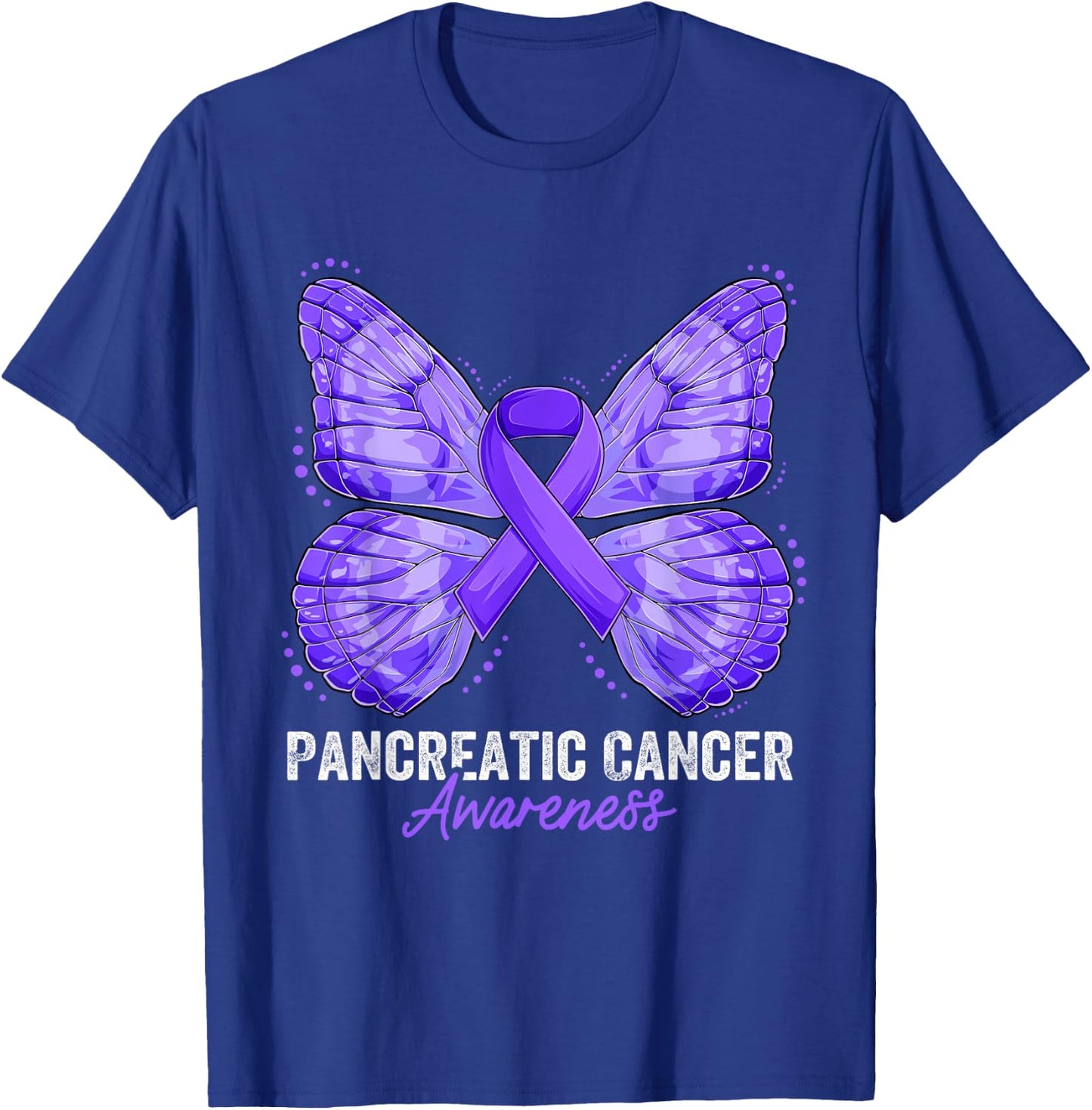 Pancreatic Cancer Awareness Month Butterfly Purple Ribbon T-Shirt - T-Shirt | Royal
