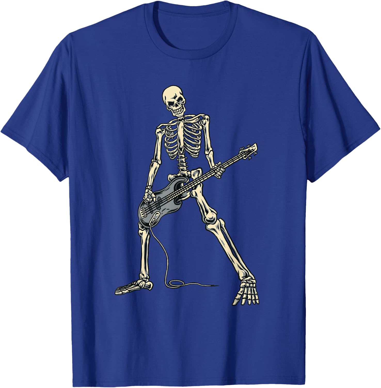 Skeleton Playing Bass for Bassist and Bass Guitarist Present T-Shirt - T-Shirt | Royal