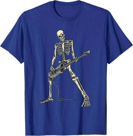 Skeleton Playing Bass for Bassist and Bass Guitarist Present T-Shirt - T-Shirt | Royal