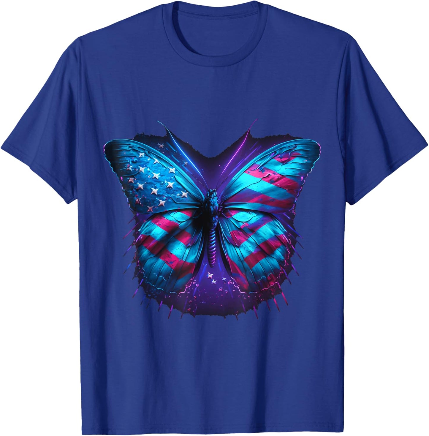 Butterfly USA Flag 4th Of July Funny American | Girl Women T-Shirt - T-Shirt | Royal