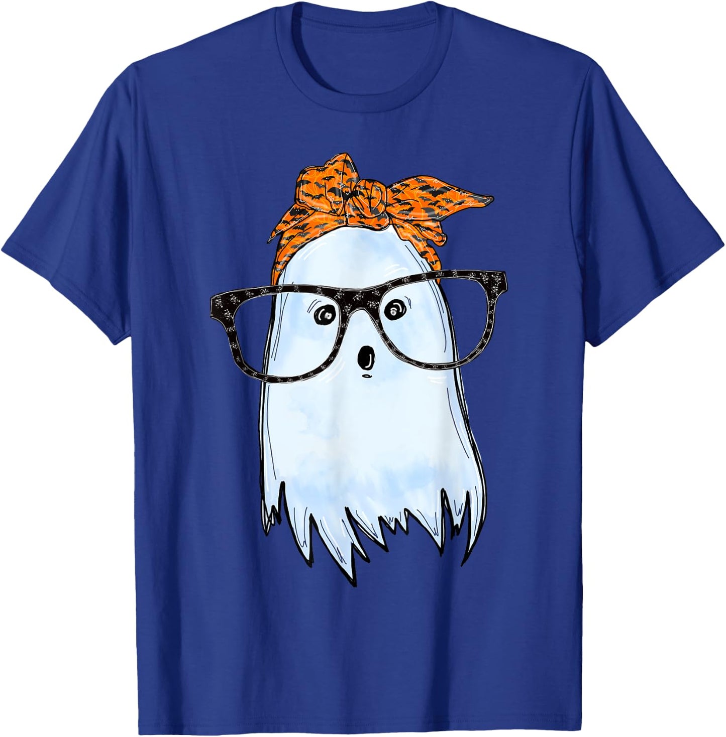 Cute Ghost With Glasses And Bats Bandana Halloween Costume T-Shirt - T-Shirt | Royal