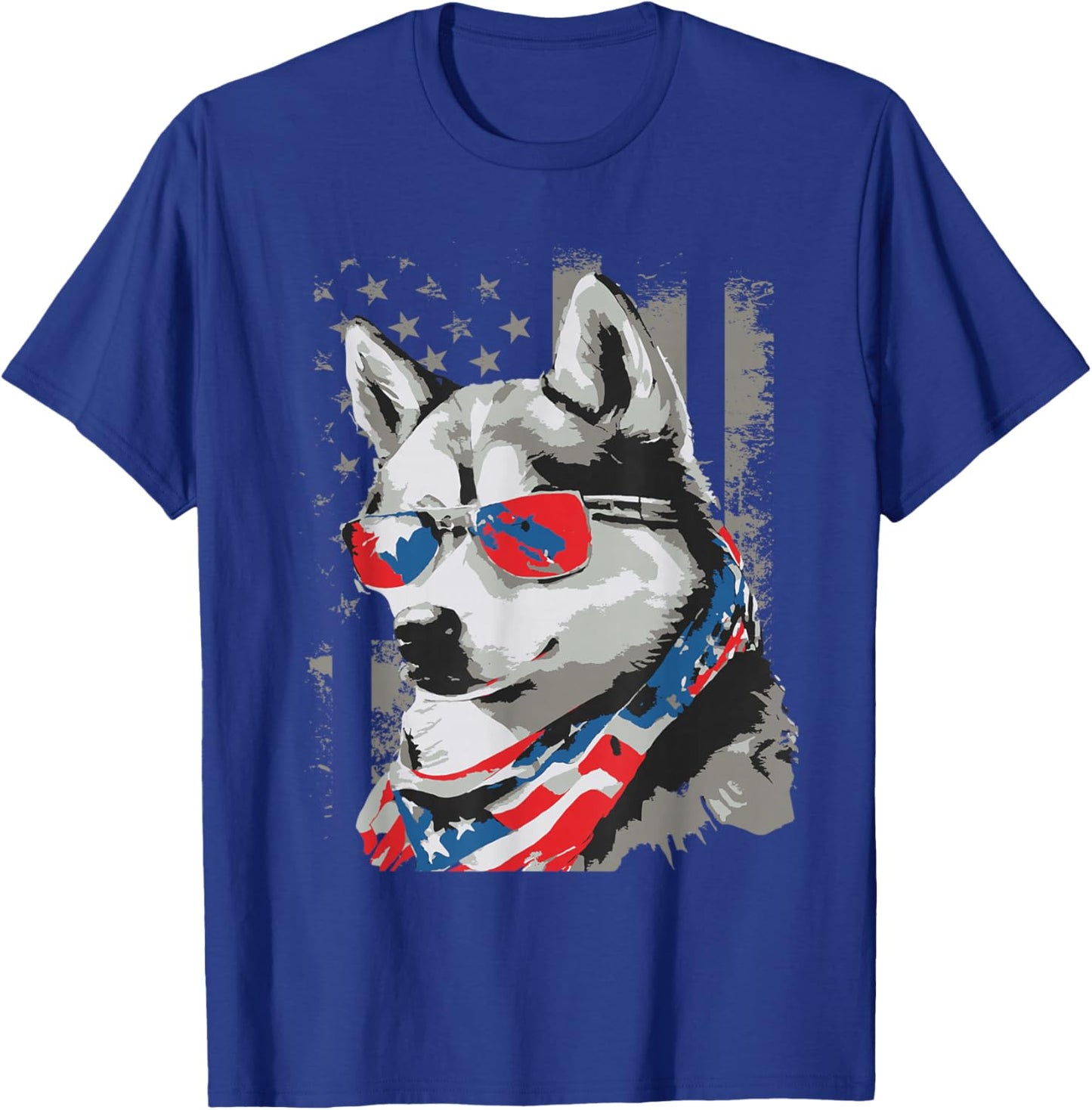USA American Siberian Husky - Patriotic Animal Dog Lover T-Shirt - T-Shirt | Royal