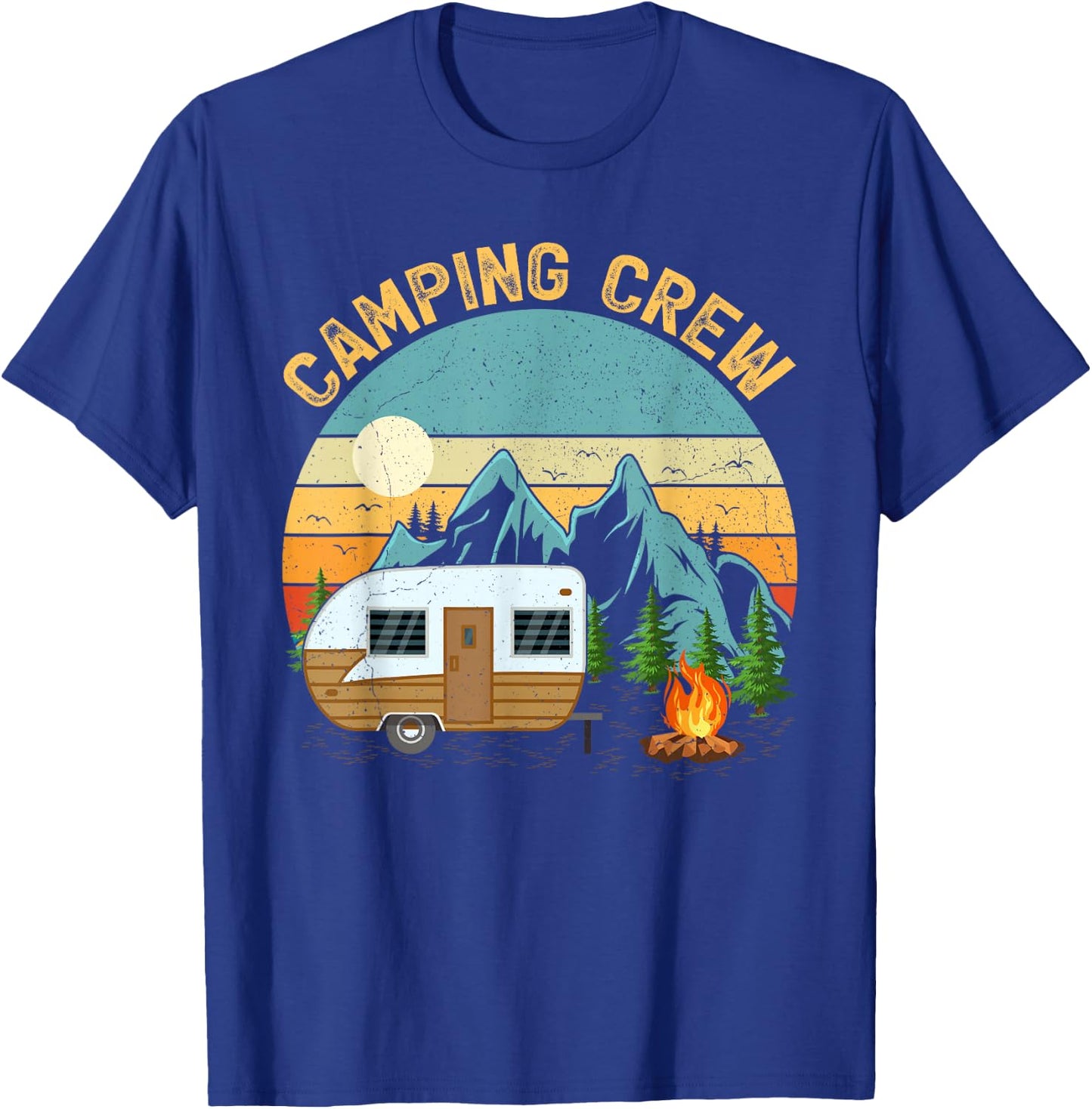 Retro Vintage Camper Camping Crew T-Shirt - T-Shirt | Royal