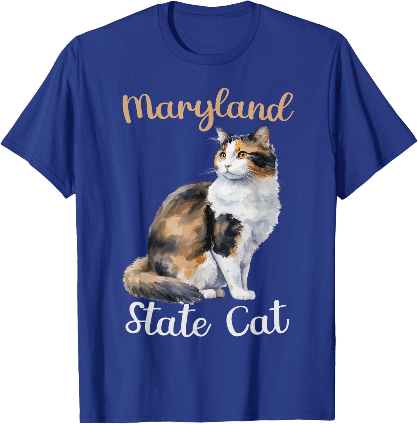 Caliby Tricolour Maryland State Cat Outfit Dilute Calico Cat T-Shirt - T-Shirt | Royal