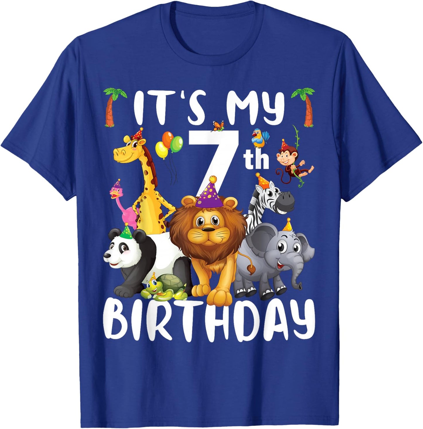 Its My 7th Birthday Zoo Shirt Safari Jungle Animals Lover T-Shirt - T-Shirt | Royal