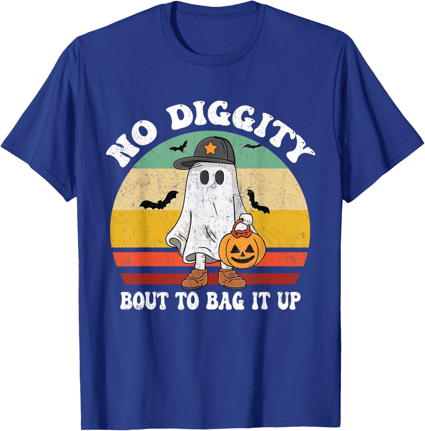 No Diggity Bout To Bag It Up Cute Ghost Halloween T-Shirt - T-Shirt | Royal
