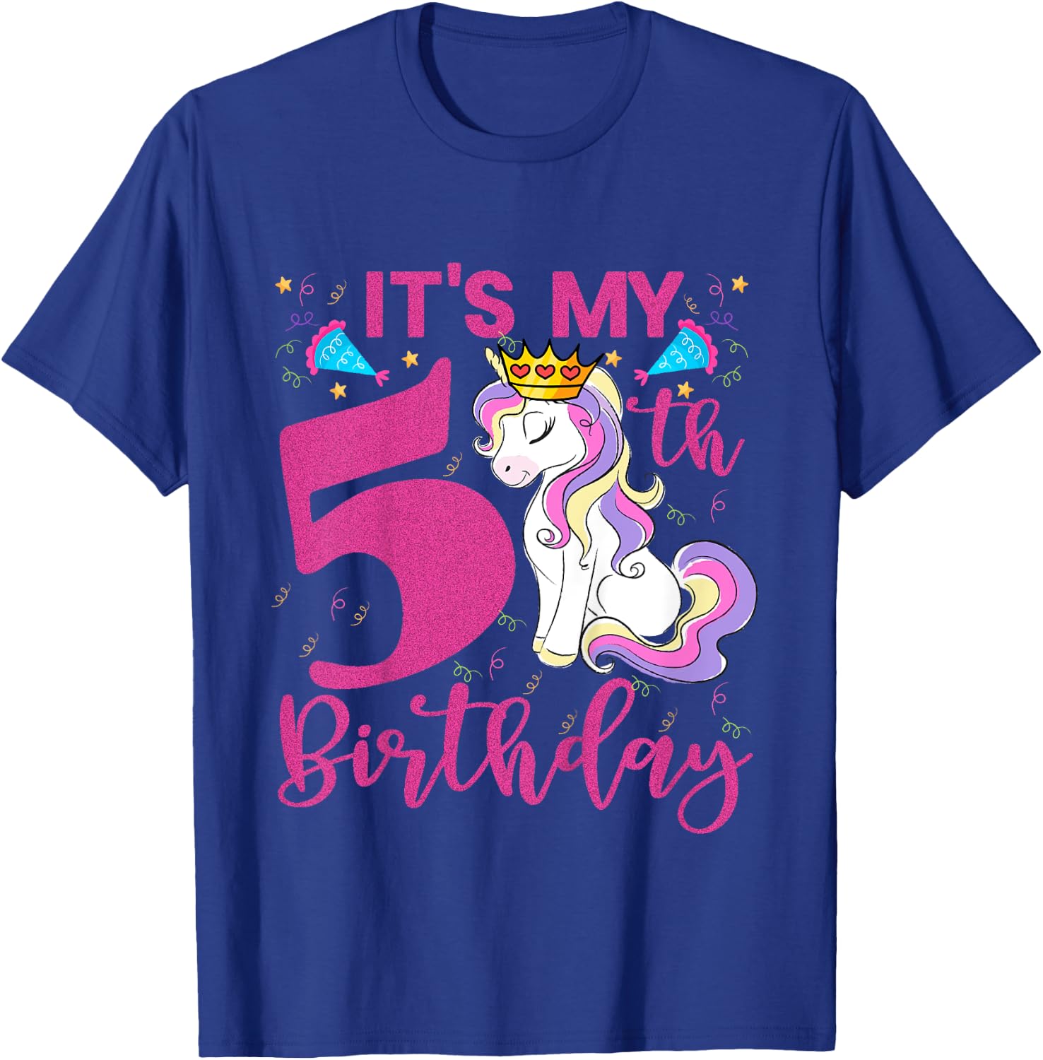 Kids It's My 5th Birthday Unicorn Lover Kid 5 Years Old Birthday T-Shirt - T-Shirt | Royal