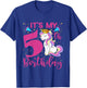 Kids It's My 5th Birthday Unicorn Lover Kid 5 Years Old Birthday T-Shirt - T-Shirt | Royal