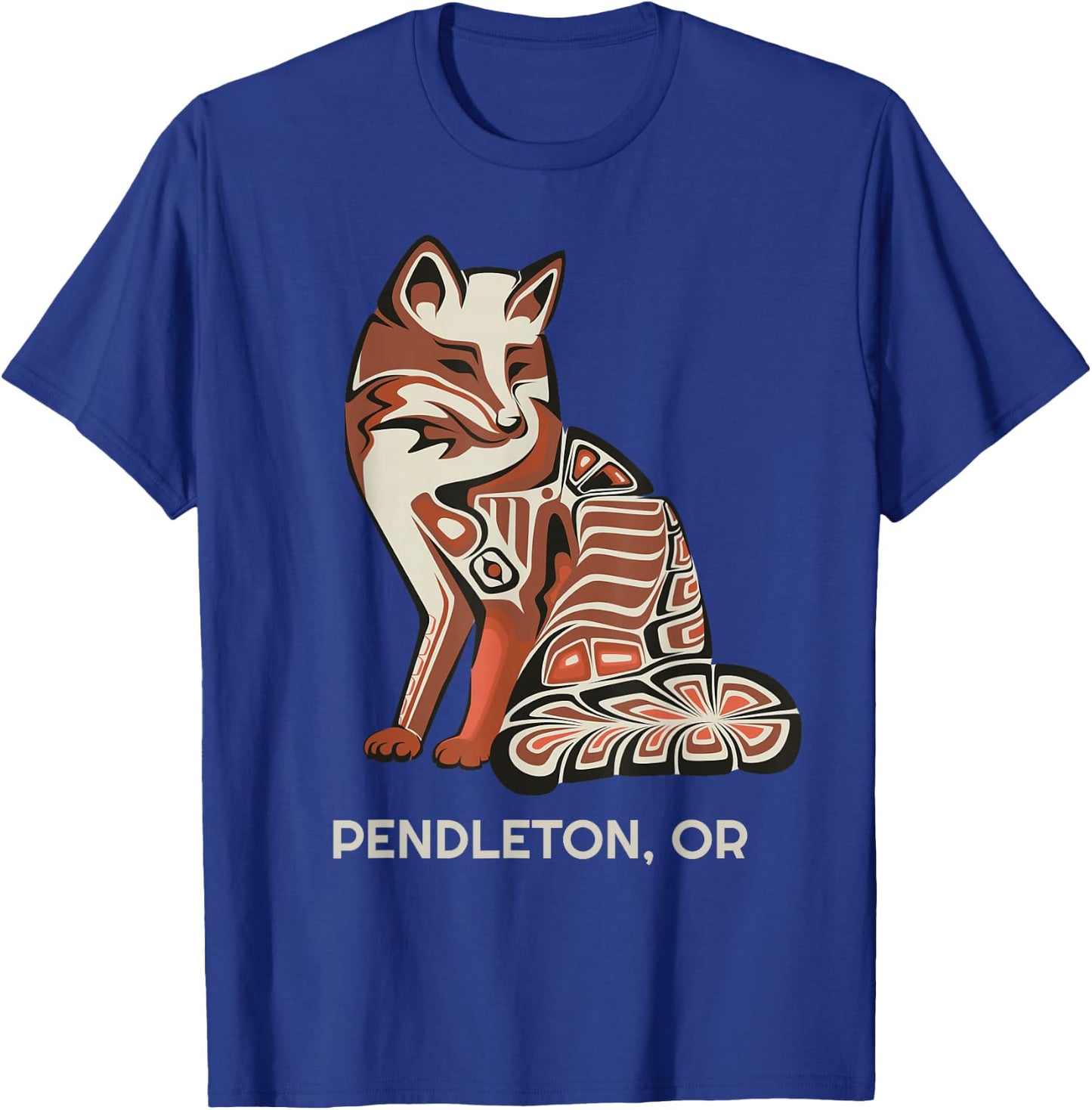 Tribal Fox Pendleton Oregon Native American Haida Style T-Shirt - T-Shirt | Royal